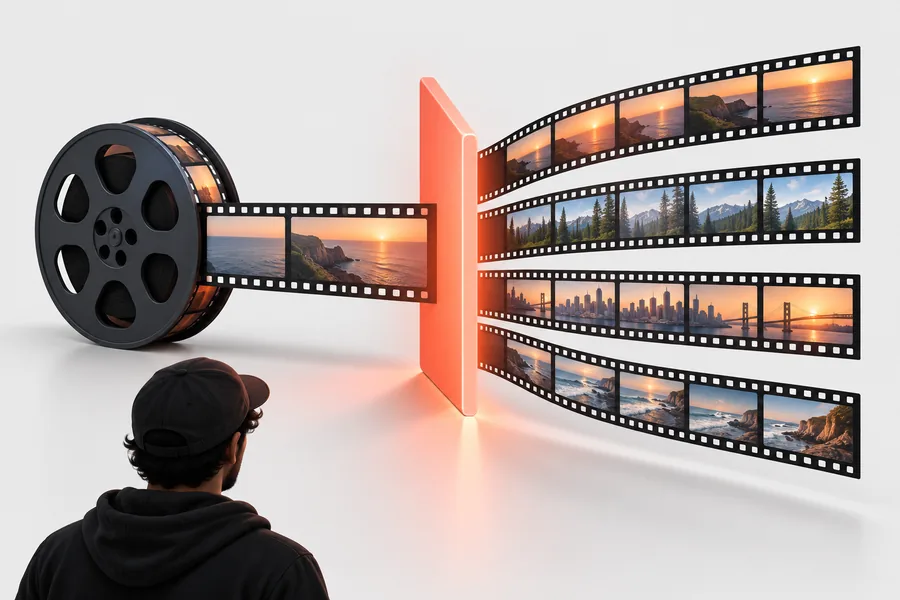 Visual illustrating the organization of video footage into segments