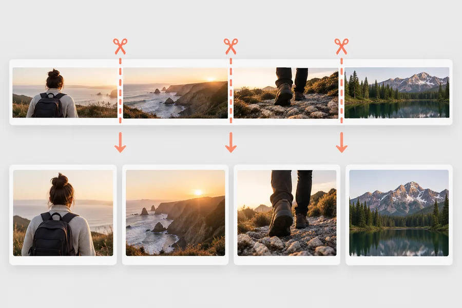 Visual illustrating a short clip prepared from a longer video